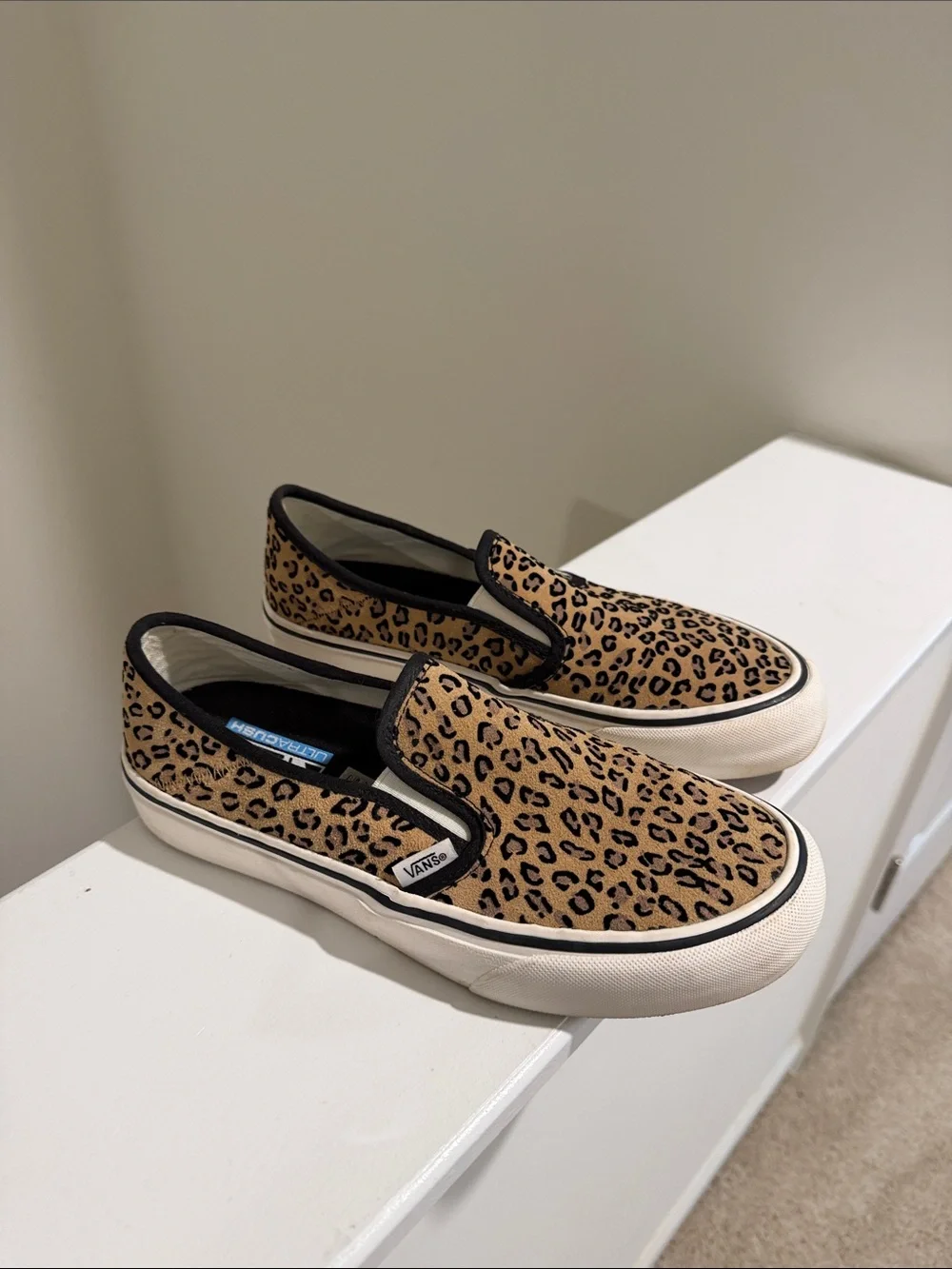 Vans Leopard Print Slip-On in Tan and Black - Picture 2 of 2
